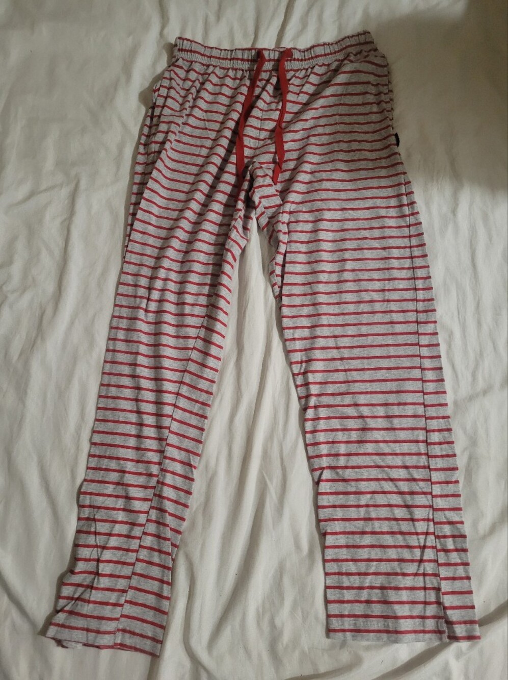 Men's Gray Leggings with Red Stripes - Lightweight Stretch